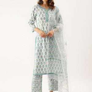 women silk blend embroidered straight kurti with palazzo ( pink )