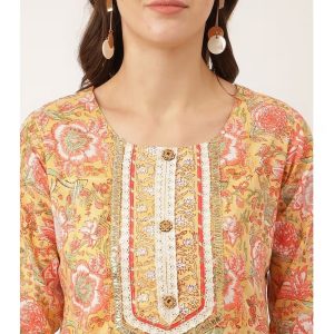 yellow straight cotton women's stitched salwar suit ( pack of 1 )