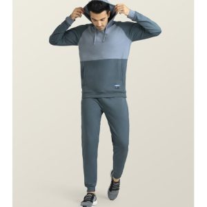 grey cotton blend regular fit men's tracksuit ( pack of 1 )